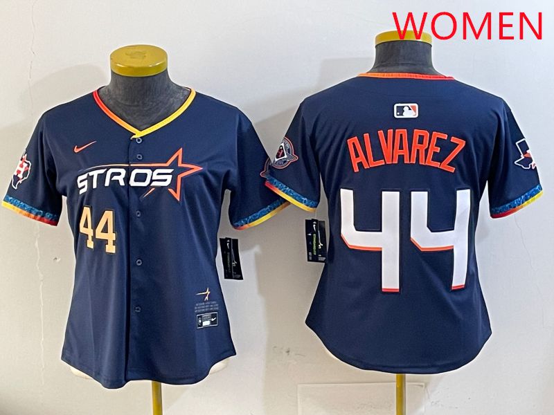 Women Houston Astros 44 Alvarez Drak Blue Fourth generation Joint Name 2025 Nike MLB Jersey style 6
